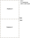 2 Horse Paddock Kit - 1 or 2 Strand 40mm Paddocks - 24m x 24m each
