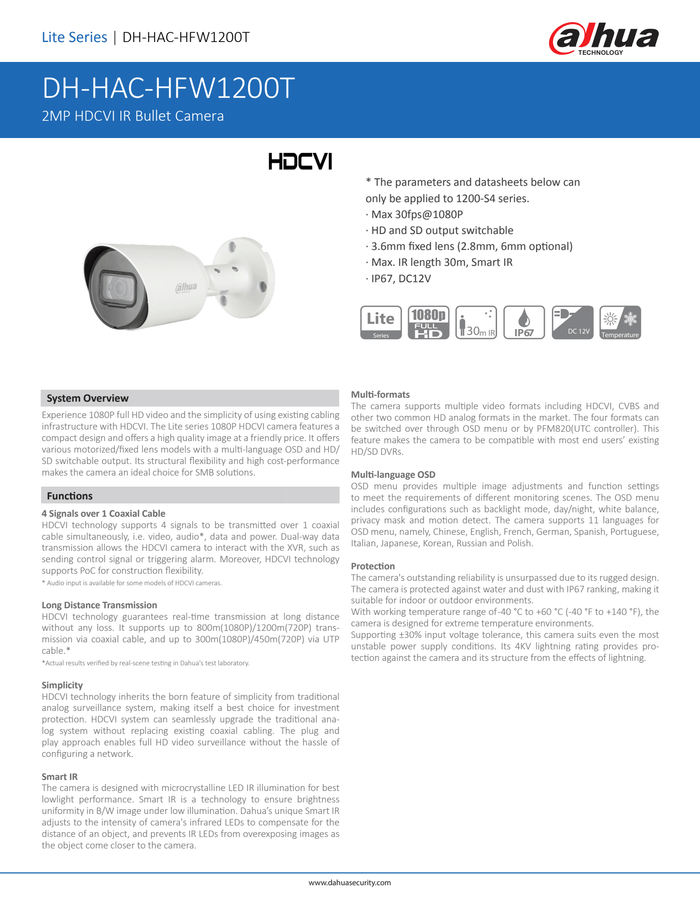 2MP HDCVI IR Bullet Camera - 2.8mm Fixed Lens