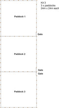 3 Horse Paddock Kit - 1 or 2 Strand 40mm Paddock - 24m x 24m each