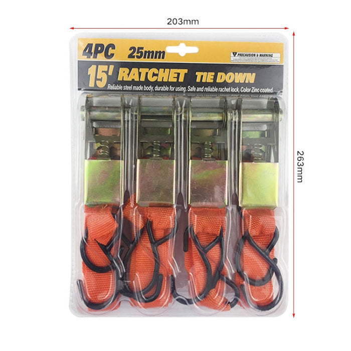 4PCS 15 Inch Ratchet Strap Tensioner for Secure Car Tie-Downs
