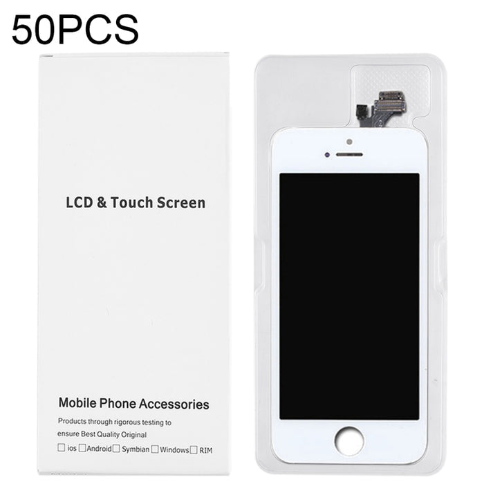 50 PCS iPhone 5 LCD Screen Packaging Boxes - Durable White Cardboard Packaging for i5