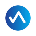 A blue circle representing the Authentic Membership from Authentic, featuring a white, stylized checkmark or V shape in the center and fading from dark blue on the left to light blue on the right.