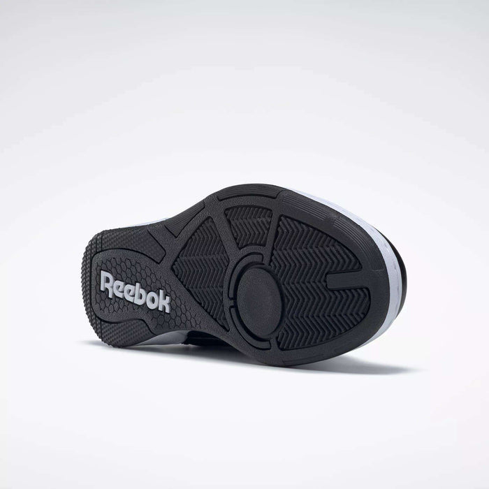 The BB 4000 II Shoes by Reebok feature a black rubber outsole with textured patterns and a white Reebok logo near the heel, reflecting their basketball-inspired heritage. The shoe is shown on its side against a plain light background.