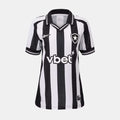 The Reebok Botafogo Women's Home Jersey is a black and white vertically striped football shirt with a collar, club crest, vbet sponsor, and Reebok logo on the chest—an iconic 25/26 design.