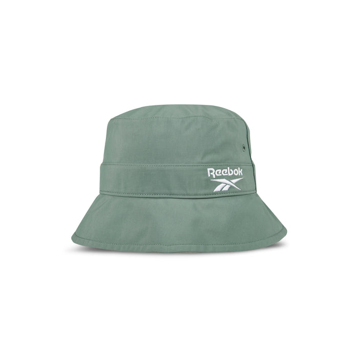 The Reebok Bucket Hat features a wide brim, eco-friendly recycled nylon, and a white embroidered logo on the front—ideal for trendsetters who care about style and sustainability.
