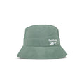The Reebok Bucket Hat features a wide brim, eco-friendly recycled nylon, and a white embroidered logo on the front—ideal for trendsetters who care about style and sustainability.