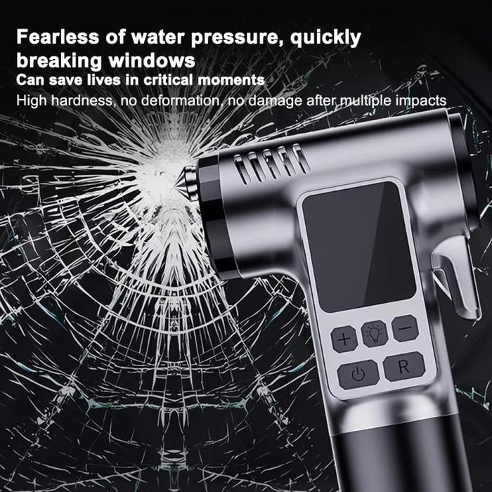 Car Air Pump with Window Breaker Cutting Tool - Electric Portable Air Pump