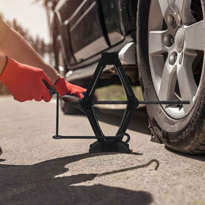 Car Scissor Jack - Labor Saving Hand Cranked Lever Stand for Easy Lifting