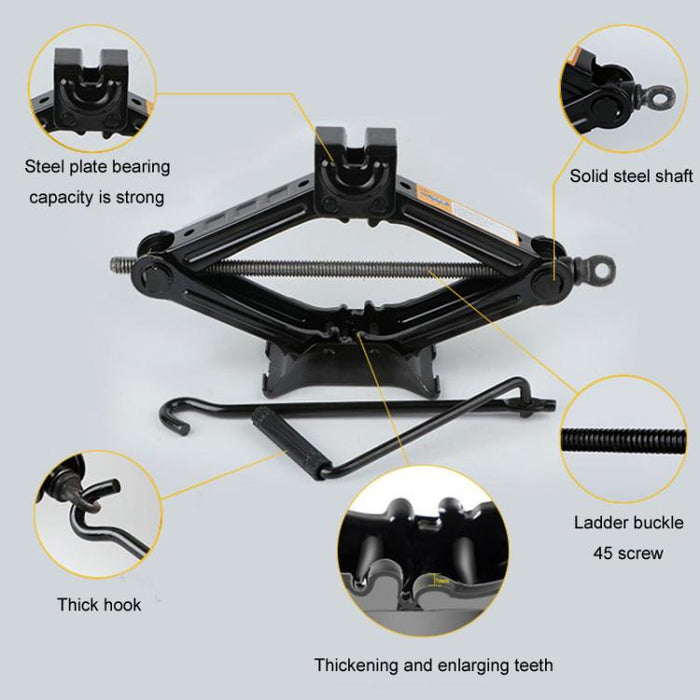 Car Scissor Jack - Labor Saving Hand Cranked Lever Stand for Easy Lifting