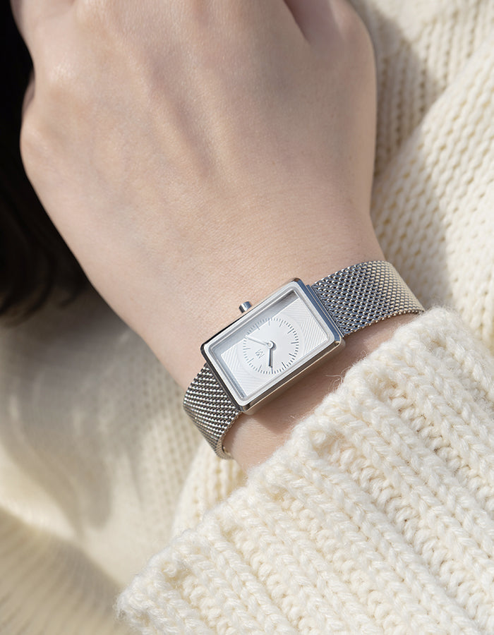 CHEVRON MESH 18MM + BLACK LEATHER STRAP SET