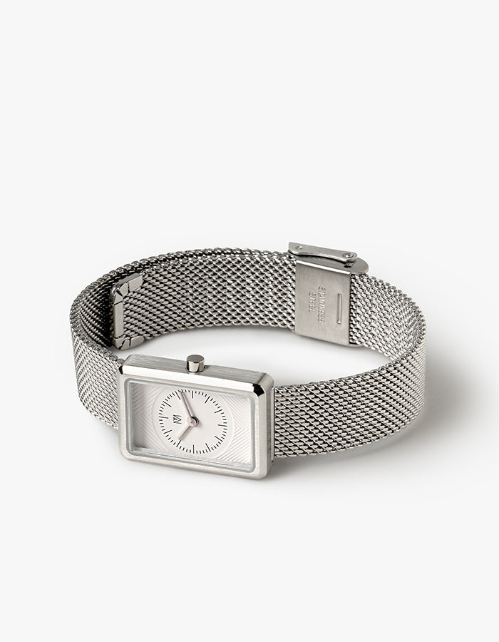 CHEVRON MESH 18MM + BLACK LEATHER STRAP SET