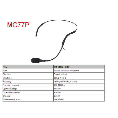 Chiayo MC77P Headset Microphone for iTalk with 3.5mm Jack