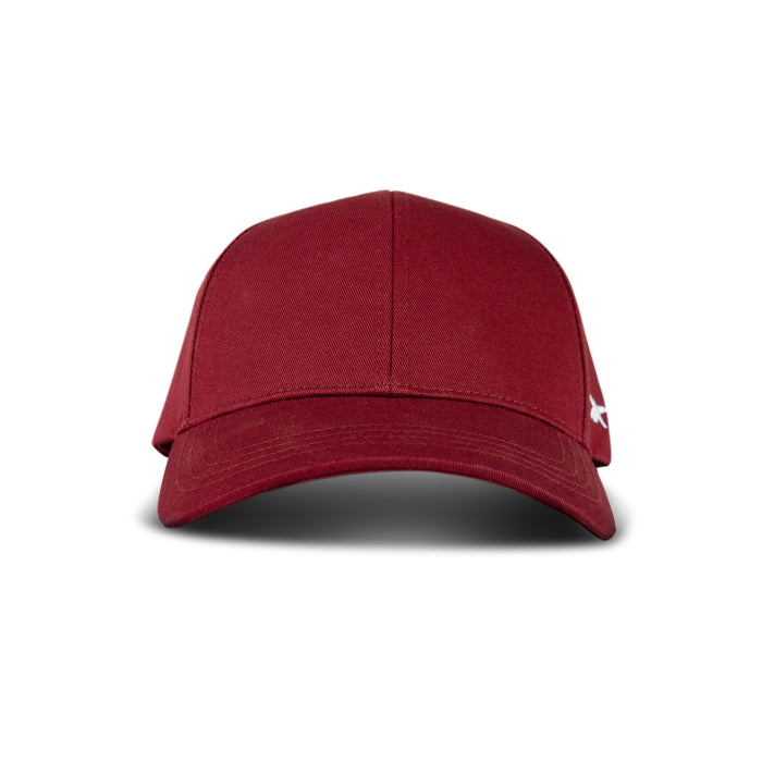 The Reebok Chroma Cap is a plain maroon baseball cap with a curved brim, crafted from cotton twill and shown from the front on a white background.