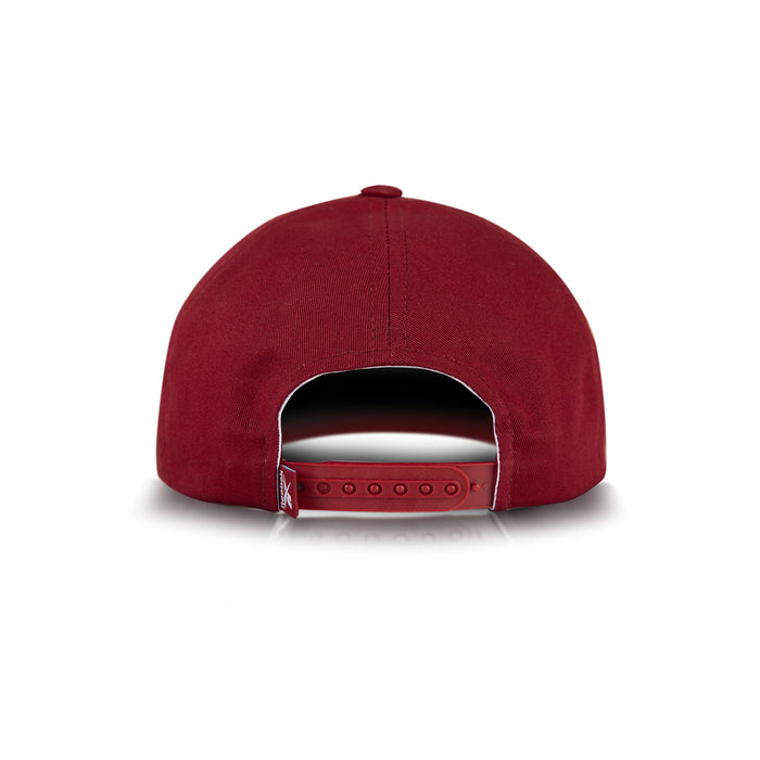 A maroon Reebok Chroma Cap baseball hat, shown from the back with an adjustable snapback closure, made of soft cotton twill and set against a white background.
