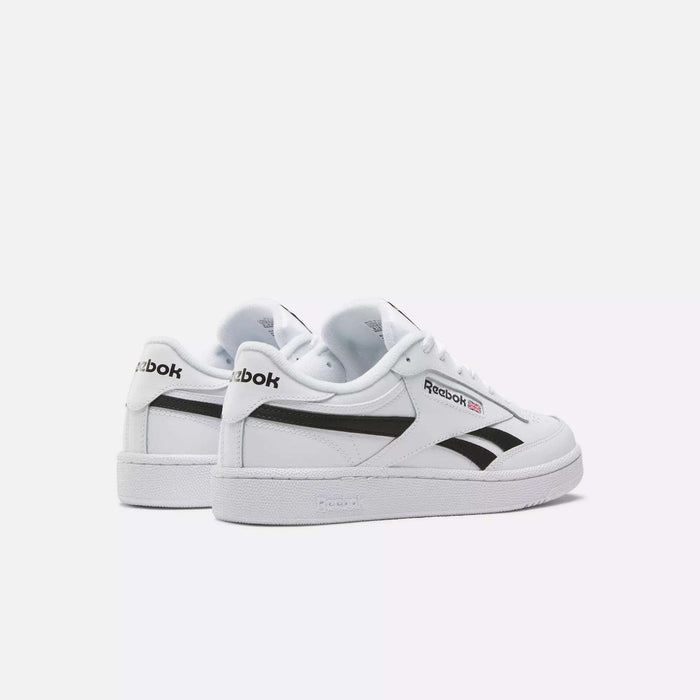 A pair of Reebok Club C Revenge Shoes in white with black accents and Reebok branding on the side and heel, shown against a plain light background.