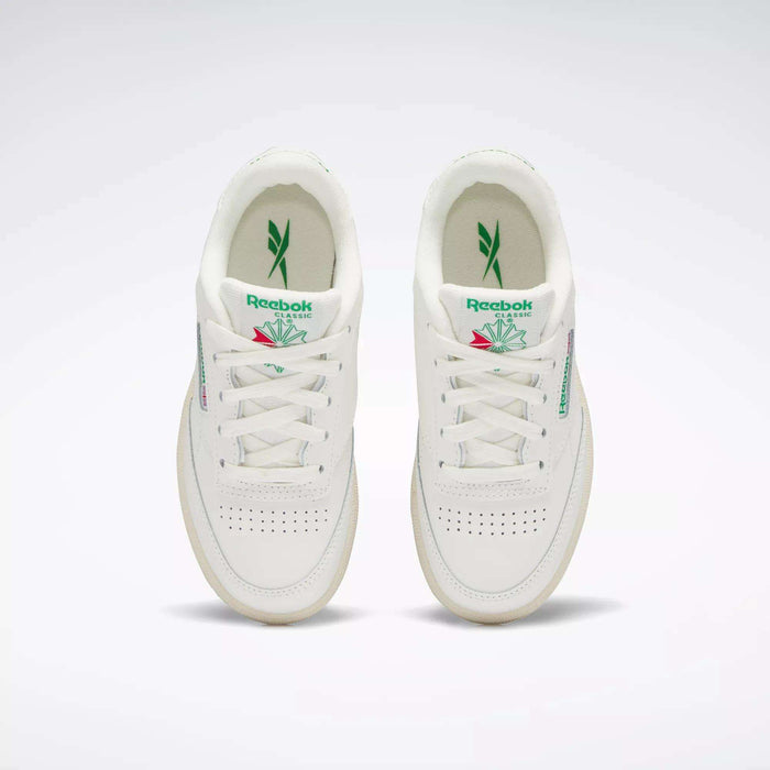 The Reebok Kids' Club C Shoes - Preschool are white sneakers, ideal for boys and a great way to bring classic '80s style to any outfit.
