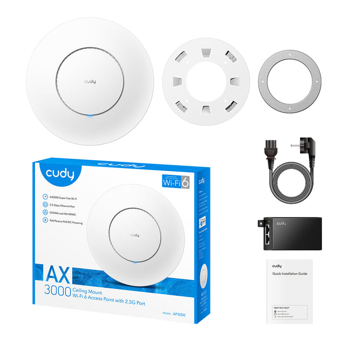 Cudy AP3000_P access point with PoE adapter, product photo
