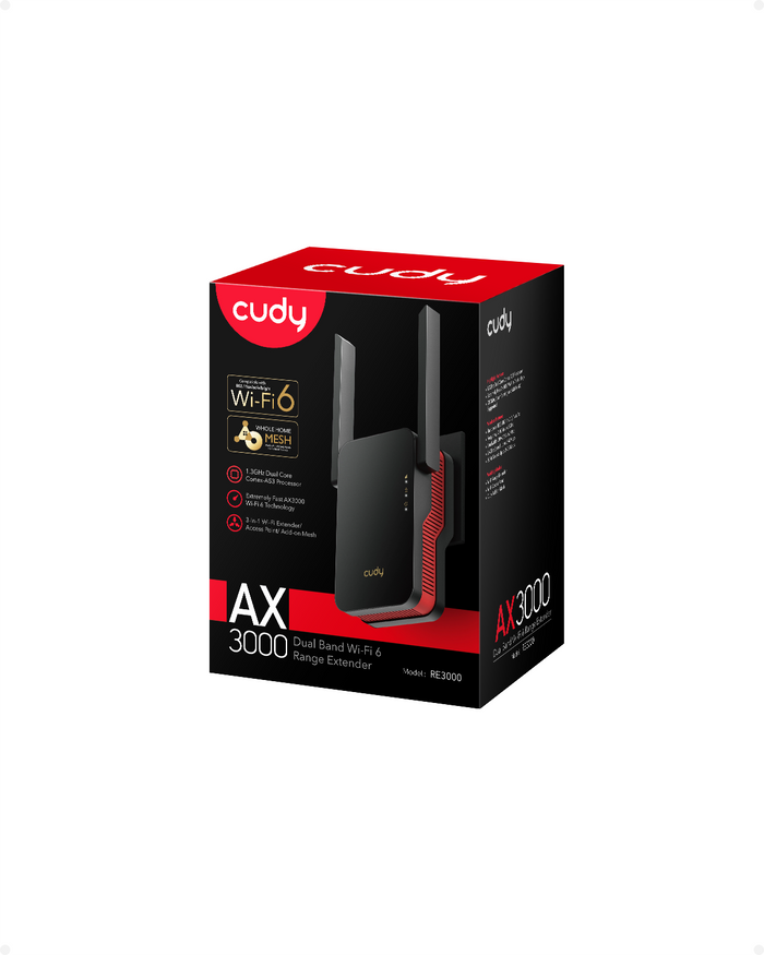 Cudy RE3000 range extender, straight front view