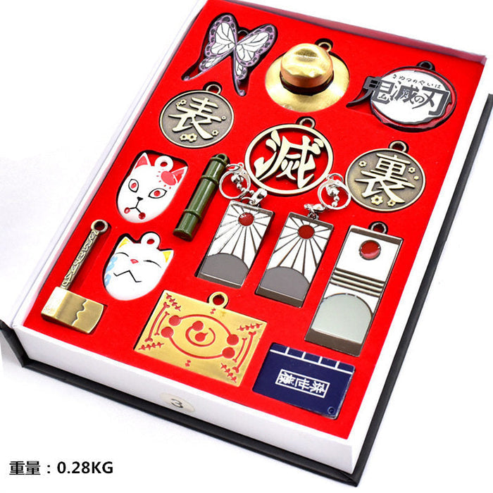 Demon Slayer Tanjiro Kamado Collectible Keychain Set, Anime Metal Pendants and Sword Replicas