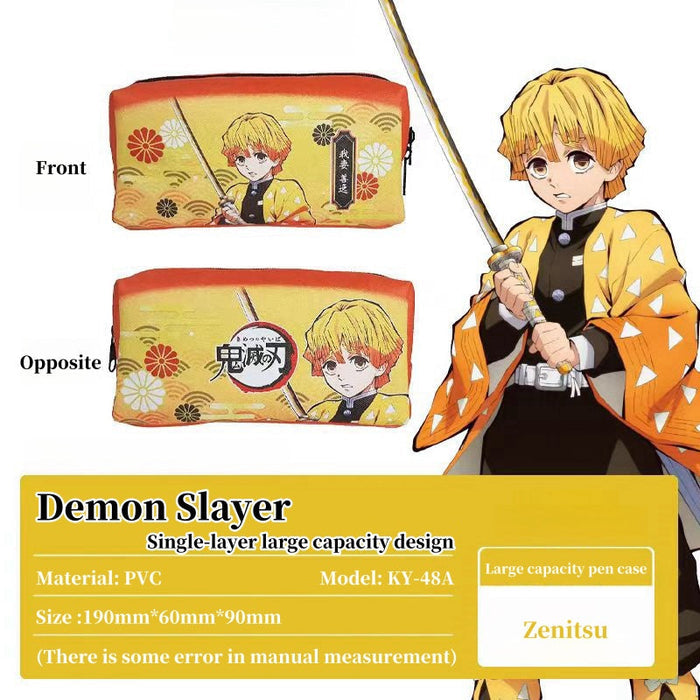 Demon Slayer Tanjiro Nezuko Anime Pencil Case, Large Capacity PVC Pen Bag for Students