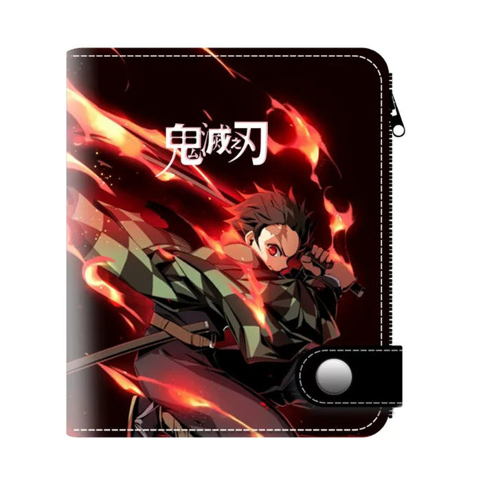 Demon Slayer Tanjiro Nezuko Anime Wallet, PU Leather Short Bifold Wallet for Fans