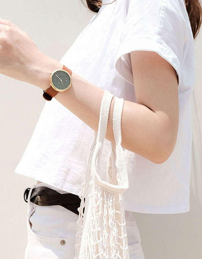 DUSTY OLIVE BROWN 34MM + NAVY LEATHER STRAP SET