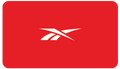 The image features a red rectangle with rounded corners and a white Reebok logo at the center, illustrating the Reebok E-Gift Card—an ideal gift for any shopping enthusiast.