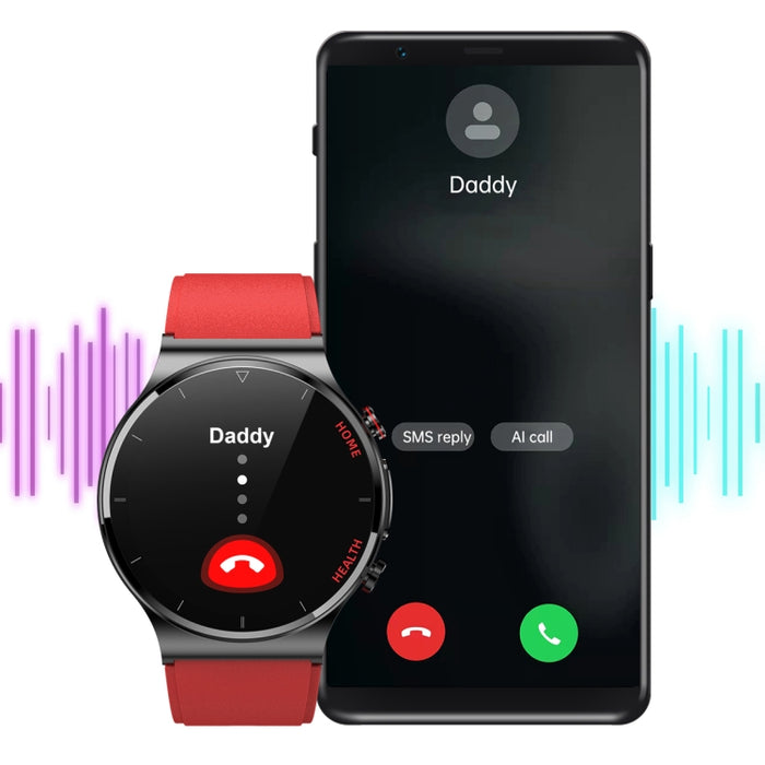 E300 Smart Health Watch – 1.32" Screen, Leather Strap, Body Temperature & ECG