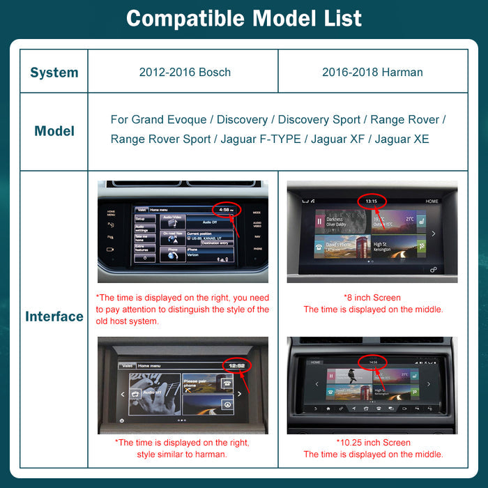 For Land Rover /Jaguar with Bosch or Harman Headunit 2012-2018