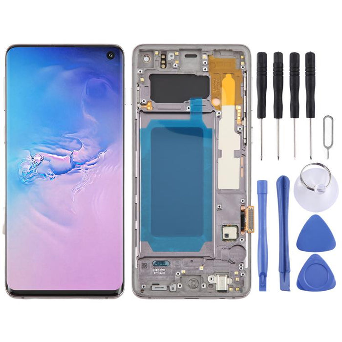 For Samsung Galaxy S10 4G SM-G973 OLED LCD Screen Digitizer Full Assembly with Frame, For Samsung Galaxy S10 4G