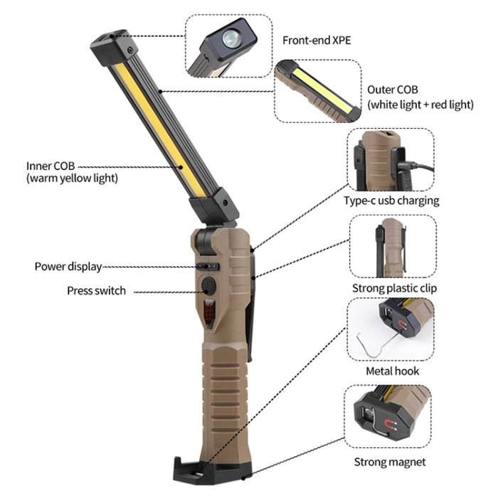 FT20 Folding Magnet Car Inspection Light - Strong Emergency COB LED Work Maintenance Lamp