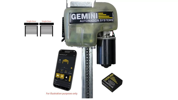 GEMINI SMART Limit Learning Roll-Up Garage Door Motor (2xSingle Doors)