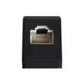 A black RJ45 Ethernet network port module shown from the front