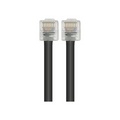 A black Ethernet cable with RJ45 connectors on both ends