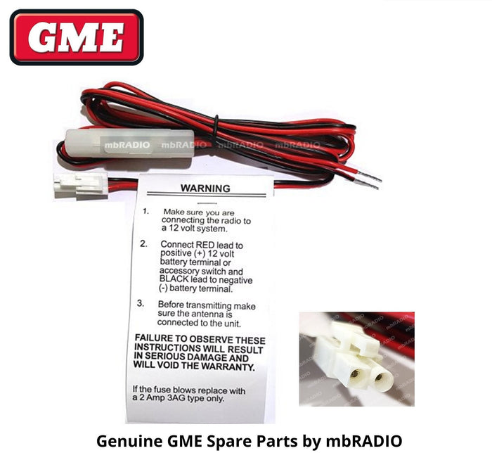 GME LE09 12V DC power lead, black cable with fused connector