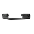 A black plastic mounting bracket or adapter with two side clips