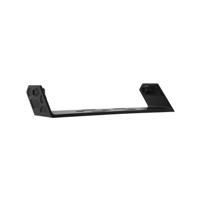 A black metal mounting bracket or shelf support with two angled side flanges