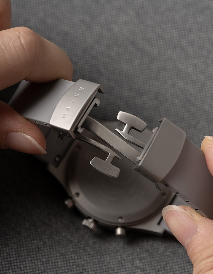 Gray FKM rubber watch strap
