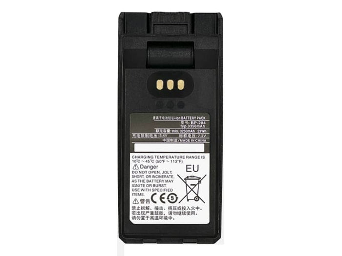A black replacement battery for a Sony camera, shown from the back