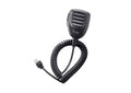 A black Icom handheld microphone with a coiled cable and RJ45 connector, shown on a plain white background.
