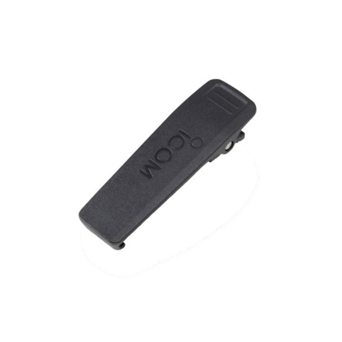 A black textured plastic clip-on cover with the embossed brand name 'iCOM'