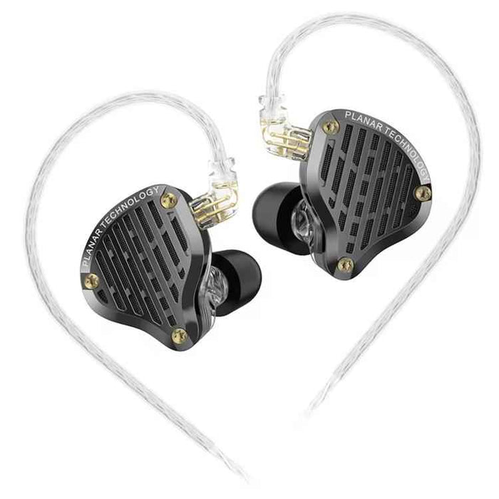 KZ-PR3 Planar Diaphragm In-Ear 1.2m Wired Earphones Hi-Fi Monitoring Stage Replaceable Cable Planar Speaker Earbuds, Black Standard, Black With Mic