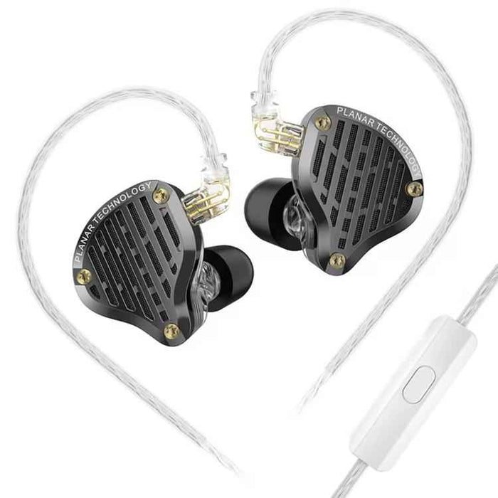 KZ-PR3 Planar Diaphragm In-Ear 1.2m Wired Earphones Hi-Fi Monitoring Stage Replaceable Cable Planar Speaker Earbuds, Black Standard, Black With Mic