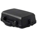 Black rectangular plastic container on a white background