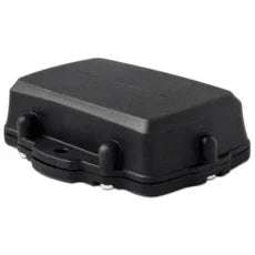 Black rectangular plastic container on a white background