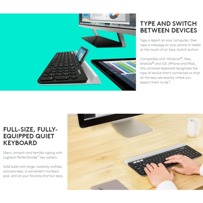 Logitech K780 Multi-device Keyboard - Bluetooth & Unifying Dual Mode Wireless with Stand