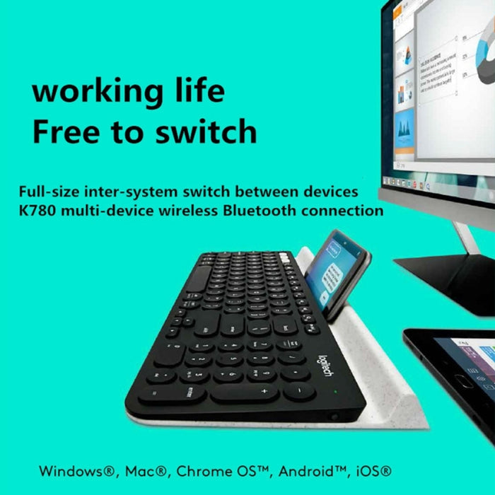 Logitech K780 Multi-device Keyboard - Bluetooth & Unifying Dual Mode Wireless with Stand