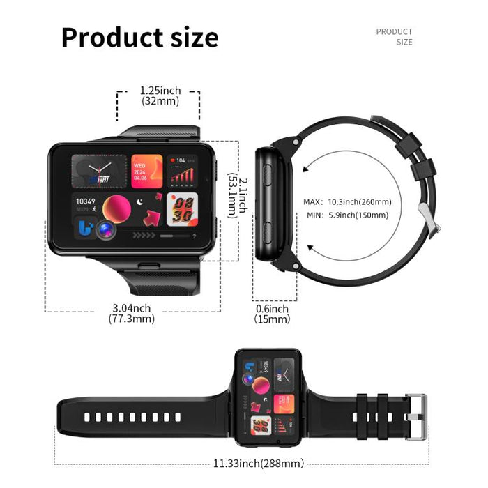 LOKMAT APPLLP Max 4G Smart Watch – 2.88", MT6765, Android 11, 6GB/128GB
