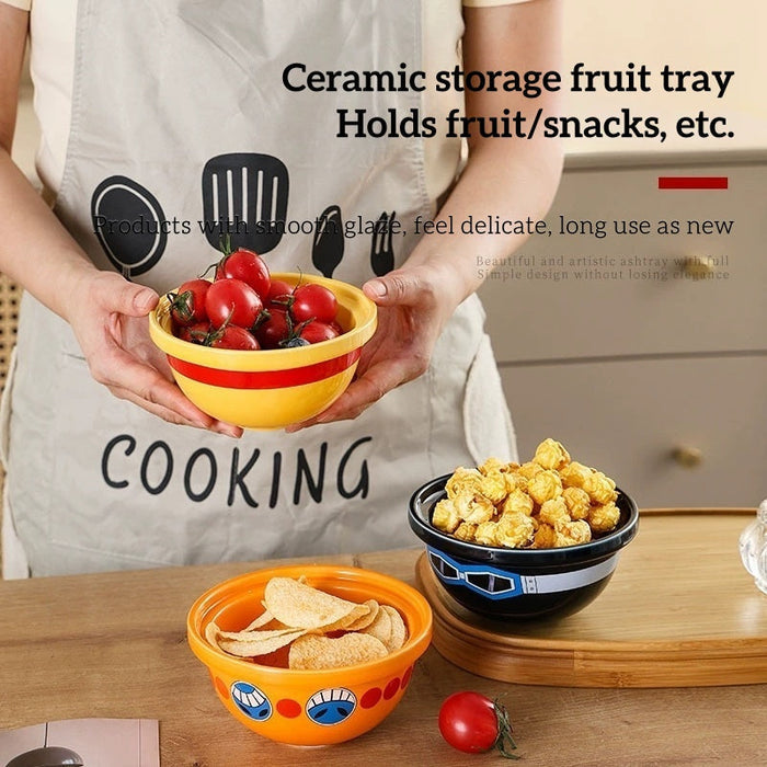 Luffy/Ace/Sabo Straw hat shaped ceramic bowl - The original hat can also be used to hold food