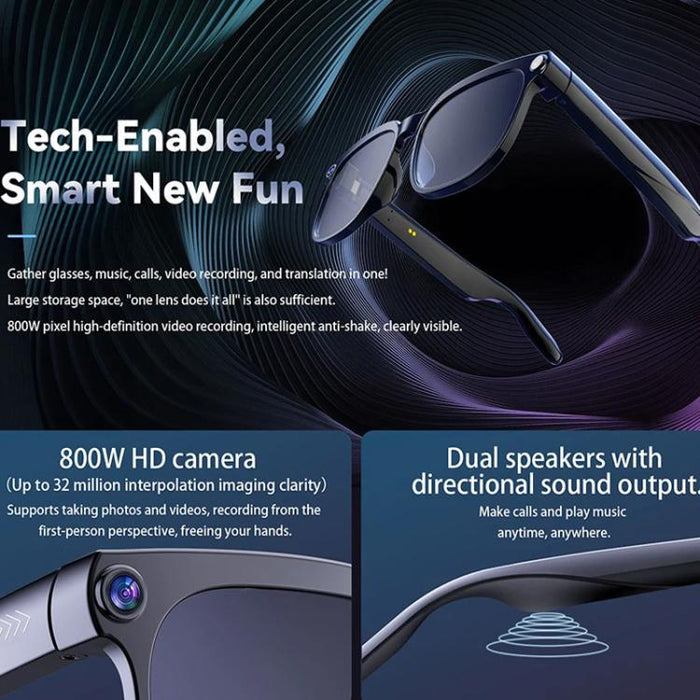 M02S Smart Glasses 8MP HD Camera – 1080P, AI Voice, Translation, Photochromic